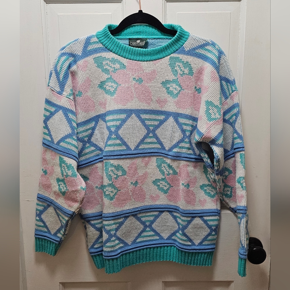 Vintage Pastel Spring Sweater Cabin Creek Size Medium